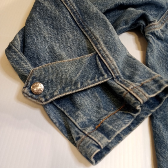 Vintage TYCA Wastland Embossed Denim Trench Jacket Sz Medium Made In USA - Picture 4 of 14